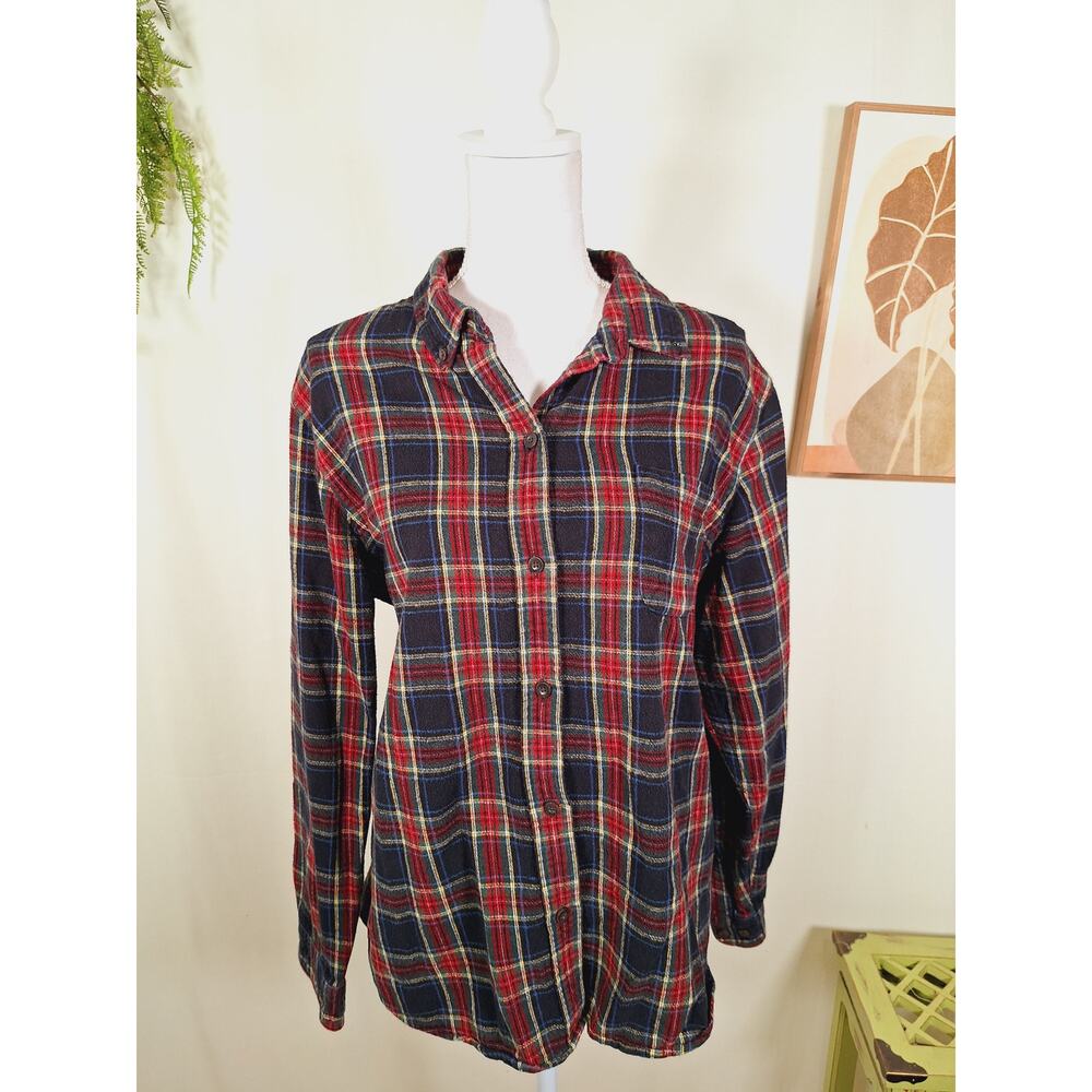 L.L. Bean Women's Flannel Button-Up Long-Sleeved Multi-Color Shirt